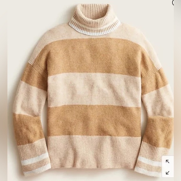 JCREW Womens Striped Oversized Turtleneck Sweater Wool Alpaca Soft Yarn Size XL‎ - Picture 15 of 15
